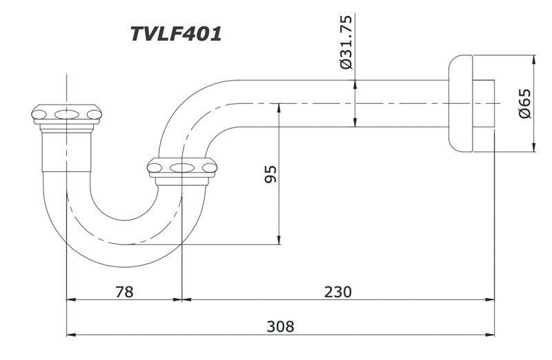 Bản vẽ kĩ thuật Siphon bộ xả chữ p TOTO TVLF401