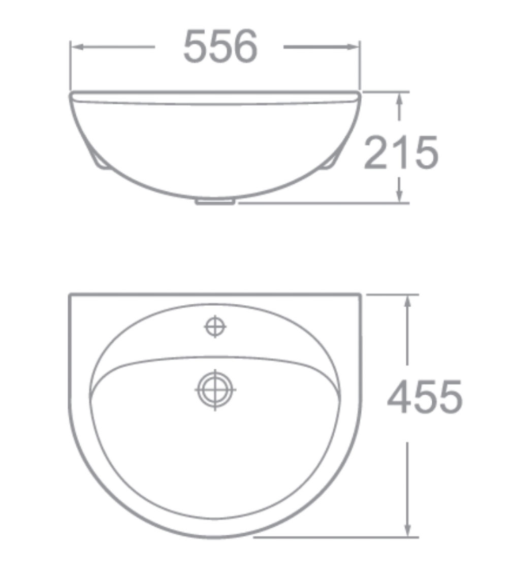 Bản vẽ kĩ thuật chậu lavabo American Standard 0518-WT Paramount đặt bàn