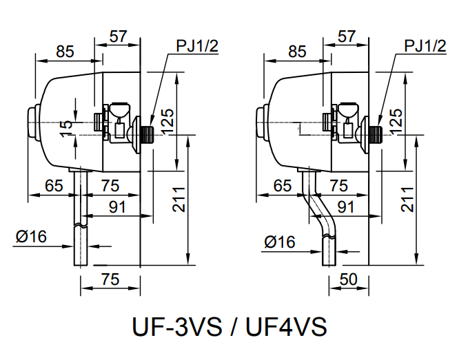 Bản vẽ kĩ thuật Van xả tiểu nam INAX UF-4VS dạng nhấn ống cong