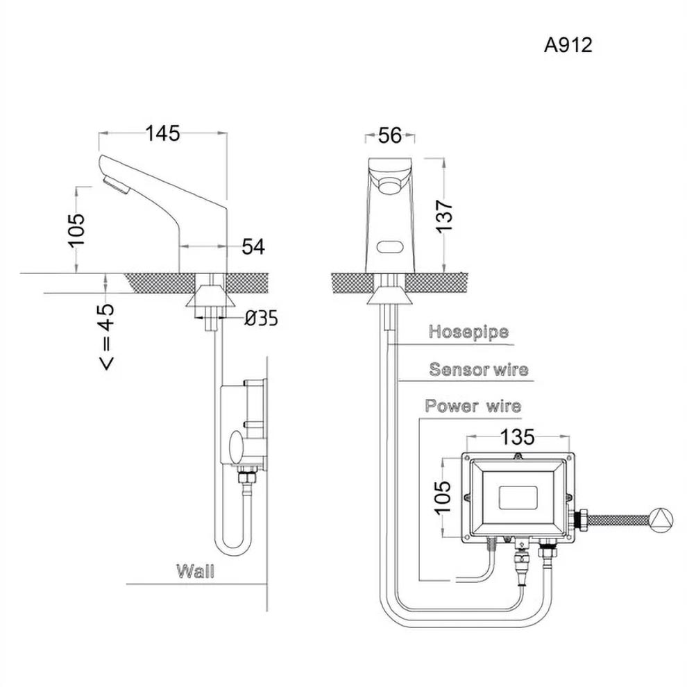 Bản-vẽ-kỹ-thuật-Vòi-chậu-lavabo-CAESAR-A912-cảm-ứng-nước-lạnh