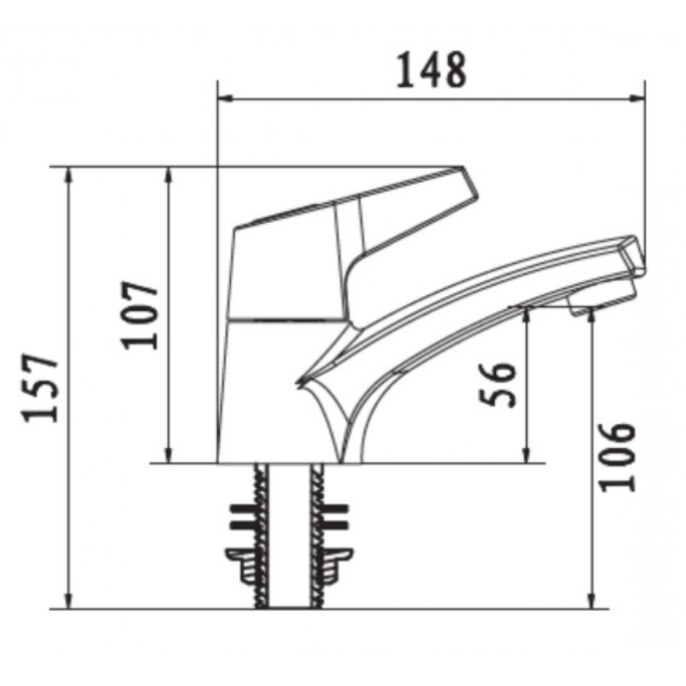 Bản vẽ kỹ thuật Vòi lavabo American Standard W.126 (W126) dòng Sandra lạnh