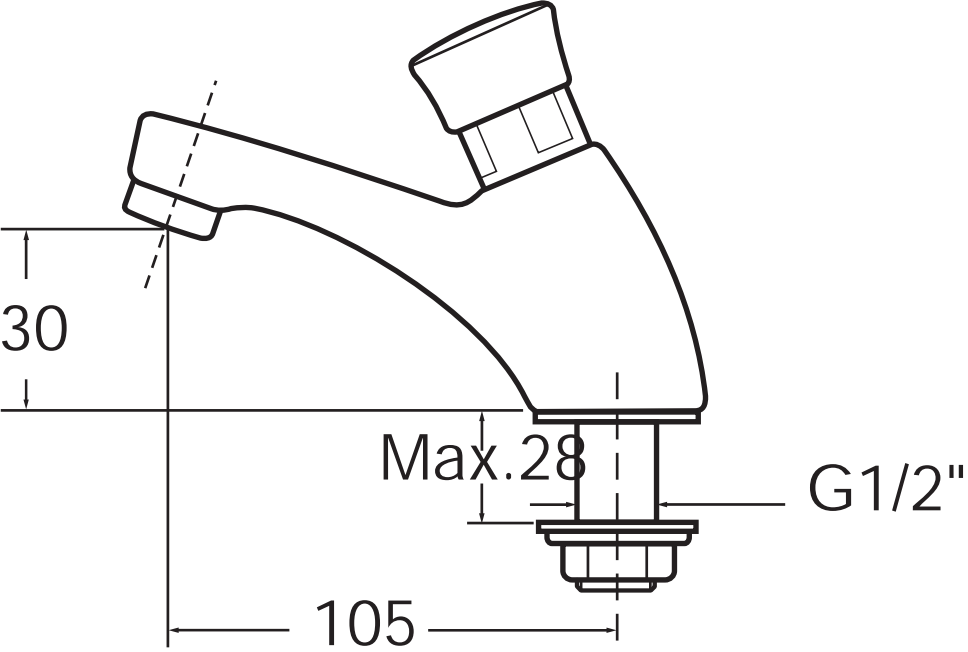 Bản vẽ kỹ thuật Vòi lavabo bán tự động American Standard A-2400N lạnh