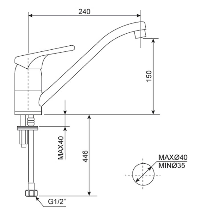 Bản vẽ kỹ thuật Vòi rửa bát American Standard Ceraplan WF-5637 nóng lạnh