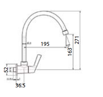 Bản vẽ kỹ thuật Vòi rửa bát American Standard WF-T607 nước lạnh
