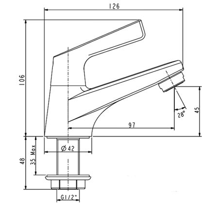 Bản vẽ kỹ thuật Vòi lavabo American Standard WF-T601 dòng Winston lạnh