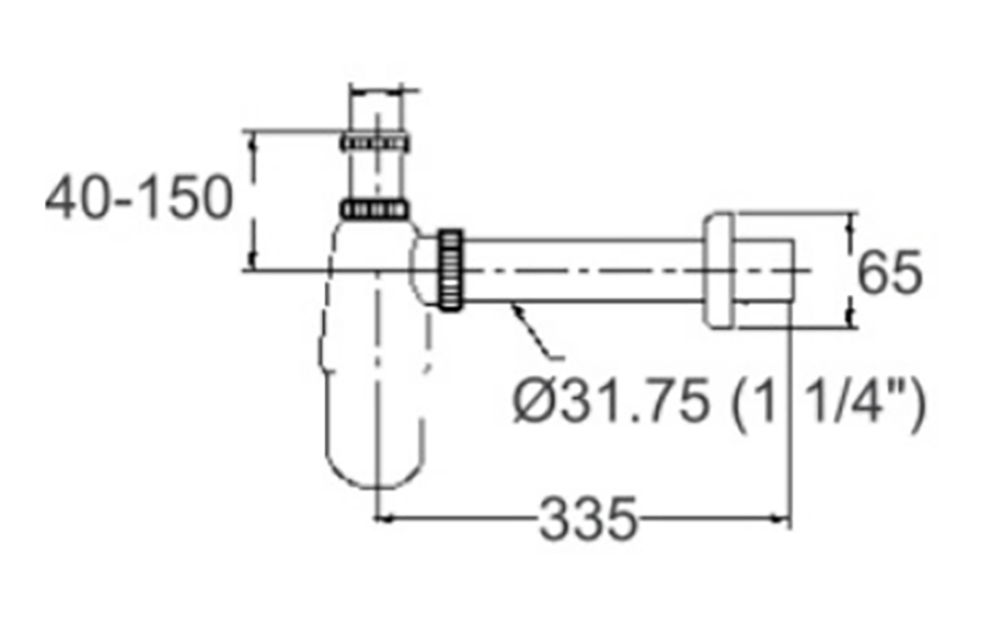 Bản vẽ kĩ thuật Xi phông chậu rửa mặt American Standard A-8102-N