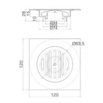 Bản vẽ kĩ thuật Ga thoát sàn INAX PBFV 110 Vuông 110x110mm