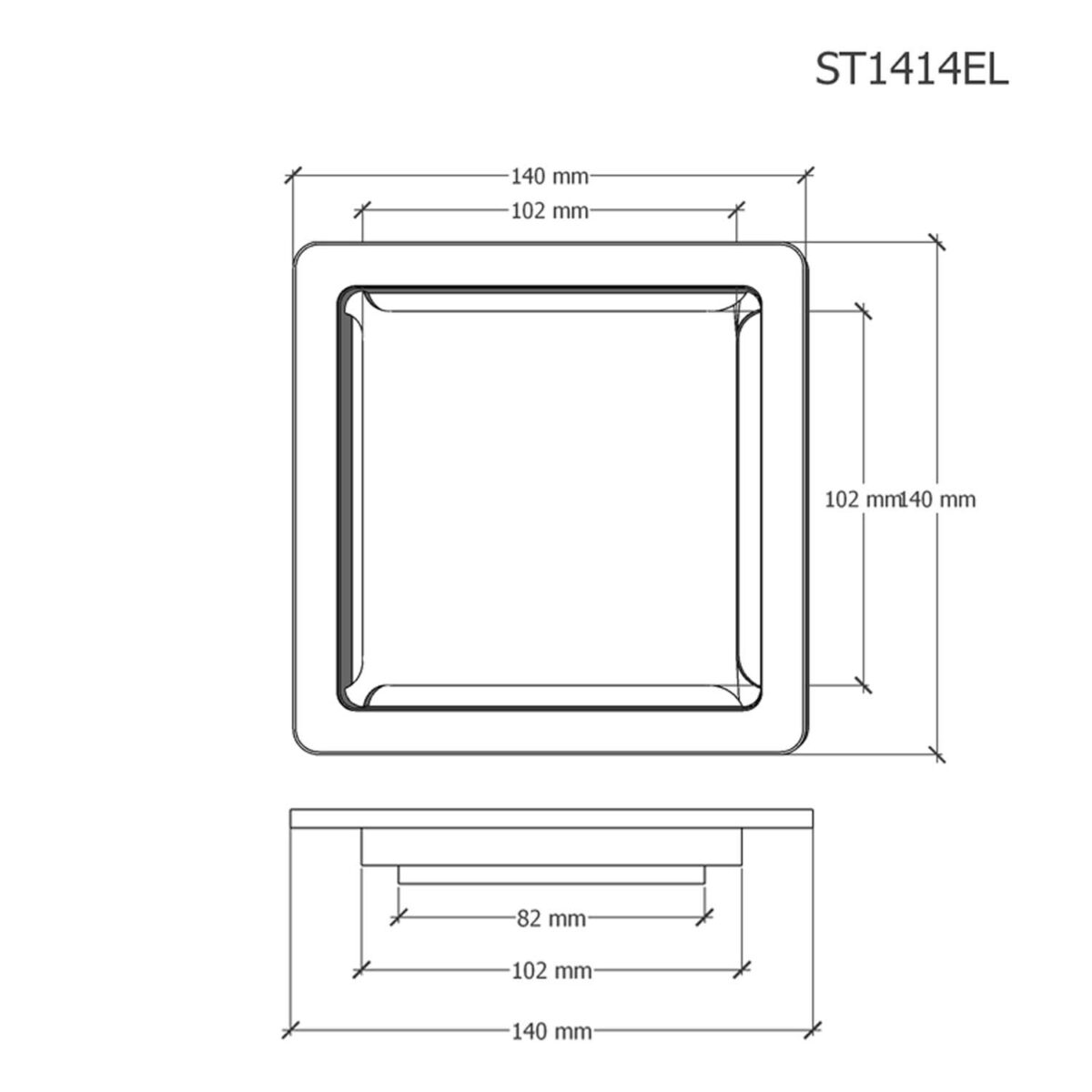 Phễu thoát sàn CAESAR ST1414EL 140x140mm phi 90 - Ảnh 2