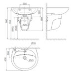 Bản vẽ kĩ thuật chậu lavabo VIGLACERA BS409 treo tường