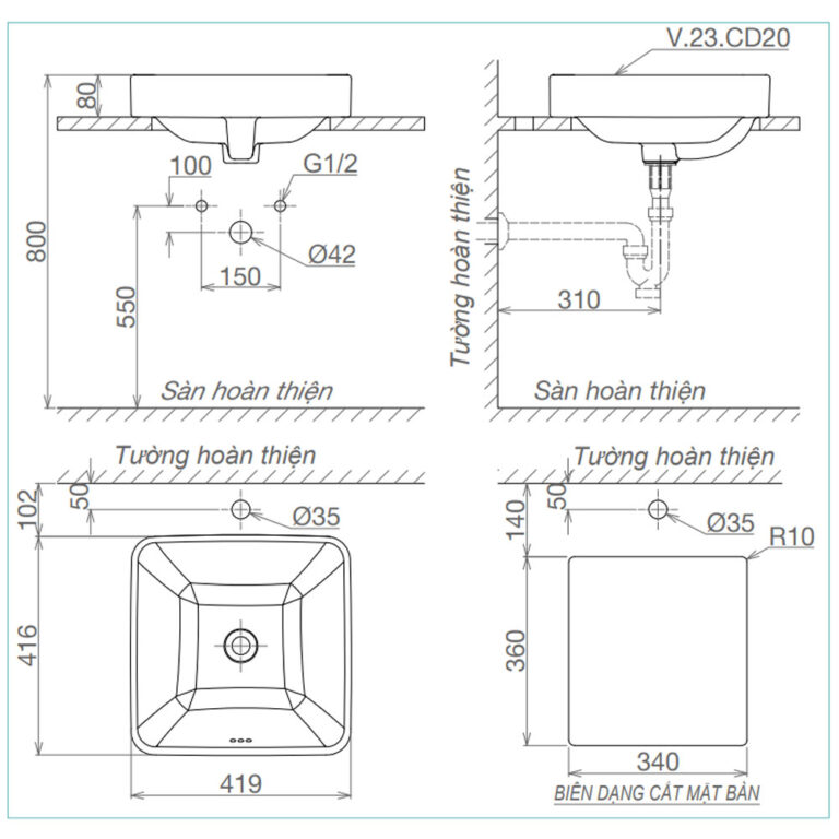 Bản-vẽ-kĩ-thuật-chậu-lavabo-VIGLACERA-CD20-đặt-bàn