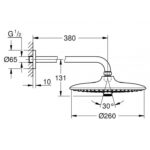 Bản vẽ kích thước Bát sen âm tường Grohe Euphoria 260 26458000