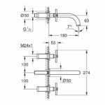 Vòi lavabo GROHE Atrio 20164003 3 lỗ âm tường nóng lạnh - Ảnh 2