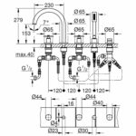 Vòi sen bồn tắm Grohe Atrio 19923003 5 Lỗ gắn bồn nóng lạnh - Ảnh 2