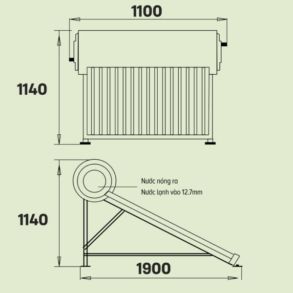 Bản vẽ kỹ thuật Máy nước nóng năng lượng mặt trời Ariston ECO TUBE ECO2 1810 25 T N SS 116 lít