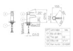 Bản vẽ kỹ thuật Vòi lavabo VIGLACERA VG141 nóng lạnh