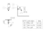 Bản vẽ kỹ thuật Vòi nước gắn tường VIGLACERA VG110 (VSD110) gắn tường