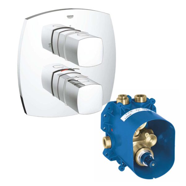 Mặt Điều Khiển sen Grohe Grandera 19948IGO + Bộ Trộn Ổn Nhiệt 35500000 âm tường nóng lạnh