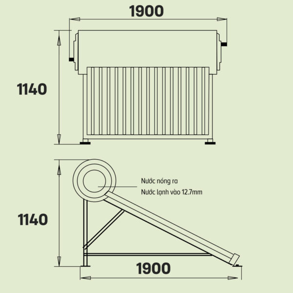 Máy nước nóng năng lượng mặt trời Ariston ECO TUBE ECO2 1820 25 T N SS 210 lít