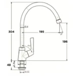 Bản vẽ kỹ thuật Vòi rửa bát American Standard WF-T606 nước lạnh