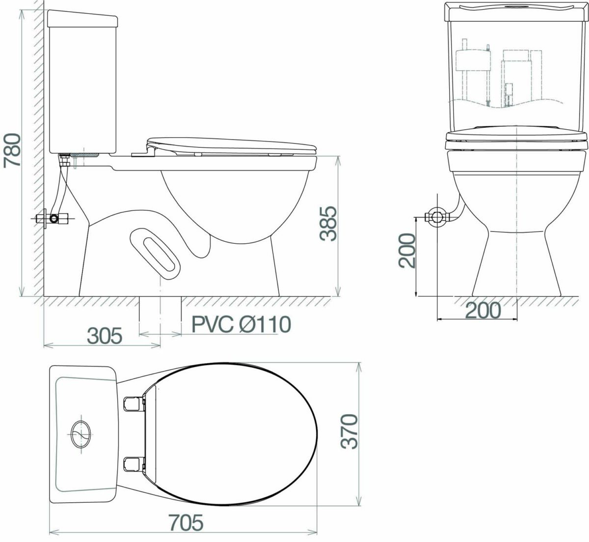 Bồn cầu 2 khối VIGLACERA VT18M nắp êm V116 - Ảnh 2