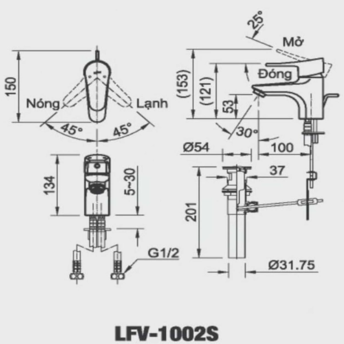 Vòi lavabo INAX LFV-1002S nóng lạnh - Ảnh 2