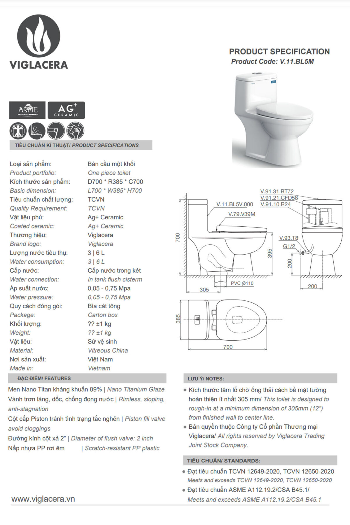 thông-số-kỹ-thuật-Bồn-cầu-1-khối-VIGLACERA-BL5-BL5V-BL5M-nắp-êm