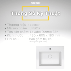 thong so ky thuat Chau lavabo duong vanh CAESAR LF5017