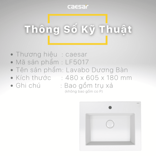 thong so ky thuat Chau lavabo duong vanh CAESAR LF5017