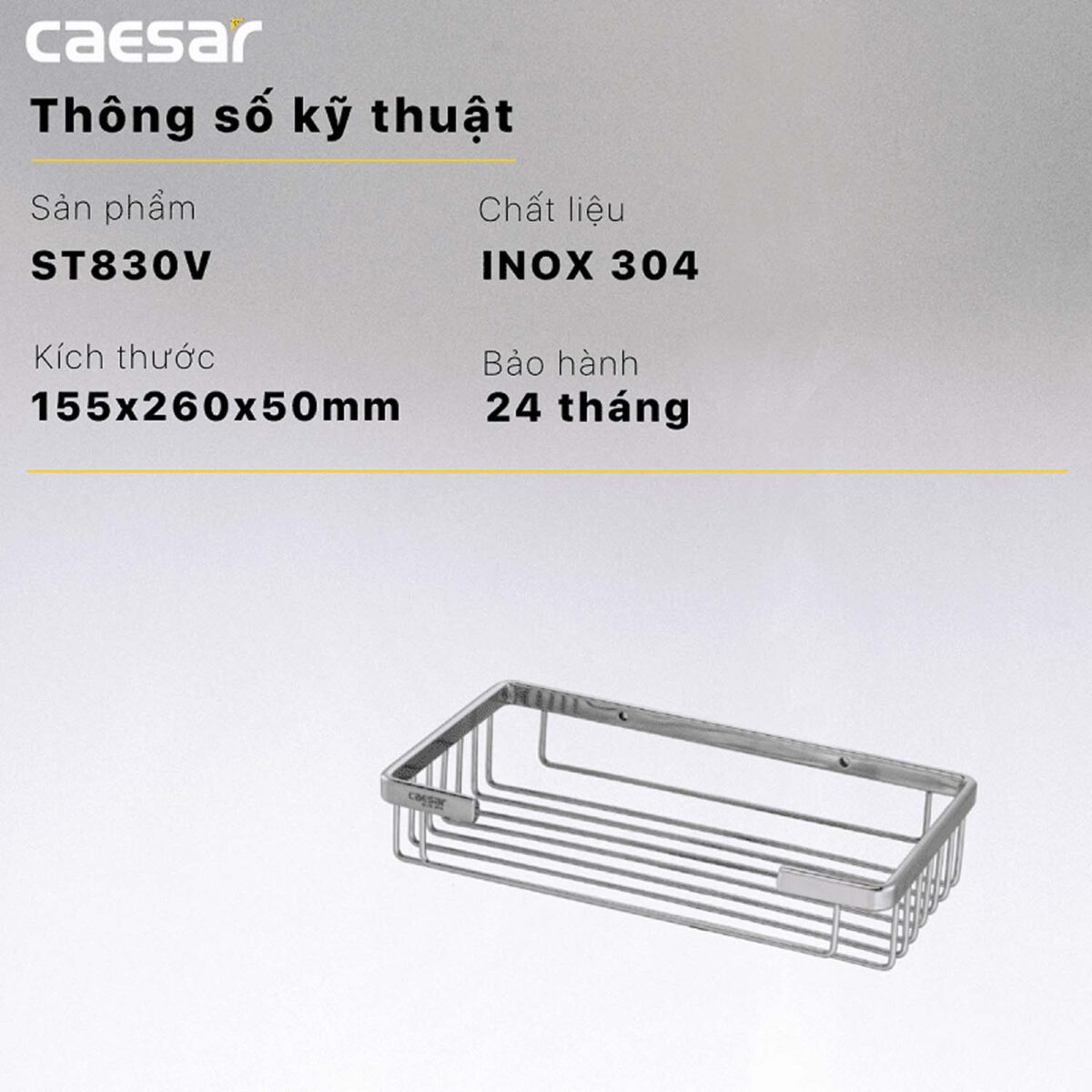 Kệ nhà tắm CAESAR ST830V inox 1 tầng - Ảnh 2
