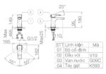 Bản vẽ kỹ thuật Vòi lavabo VIGLACERA VG143 (VSD143) nóng lạnh