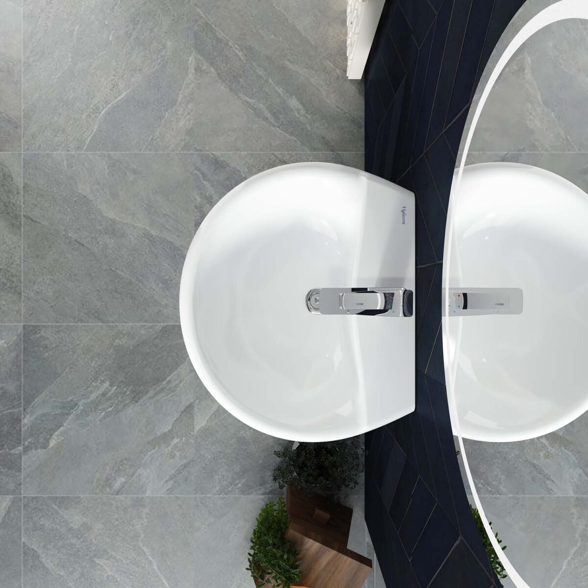 Chậu lavabo treo tường VIGLACERA VI5 kèm chân lửng - Ảnh 5