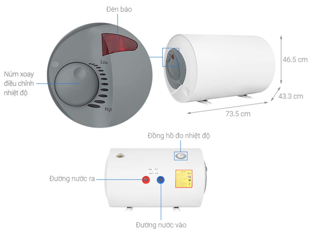 kich thuoc Binh nong lanh Ferroli AQUA STORE E SEH 80L lit ngang