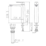 Bản vẽ kỹ thuật Vòi lavabo American Standard WF-1702CS cổ cao nóng lạnh