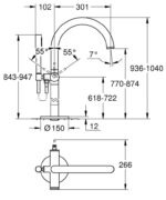 Vòi sen bồn tắm Grohe Atrio 32653AL3 Đặt Sàn nóng lạnh - Ảnh 2