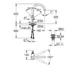 Vòi lavabo GROHE Atrio 32647AL3 cổ cao Nóng Lạnh - Ảnh 2