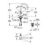 Vòi lavabo GROHE Atrio 32042003 L-Size cổ cao Nóng Lạnh - Ảnh 2