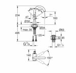 Vòi lavabo GROHE Atrio 32043003 M-Size cổ cao Nóng Lạnh - Ảnh 2