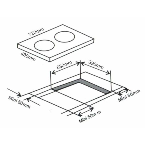 Bản vẽ kích thước Bếp từ đôi ARBER AB279