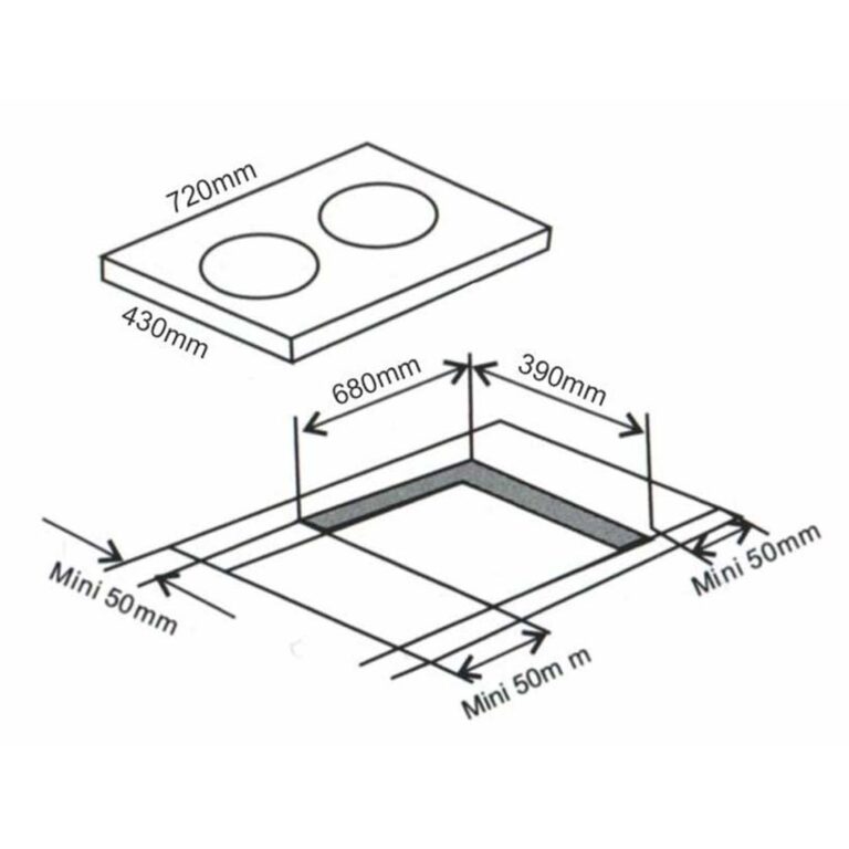 Bản vẽ kích thước Bếp từ đôi ARBER AB279