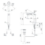 Bản vẽ kỹ thuật Vòi lavabo TOTO TLP03301A1 nóng lạnh cổ cao