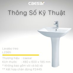 Chau lavabo treo tuong CAESAR L2365 P2445 chan dai 8