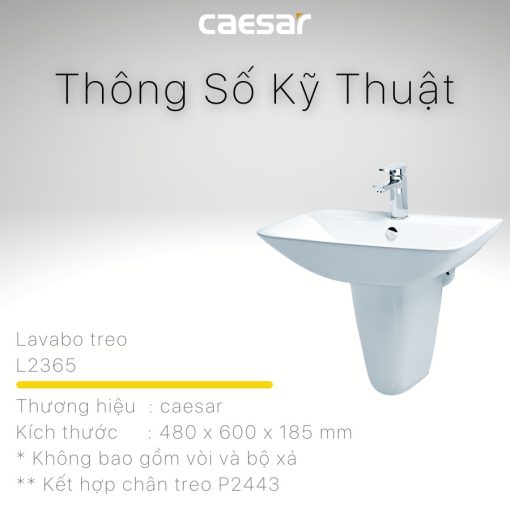 chau lavabo treo tuong CAESAR L2365 P2443 chan lung 8