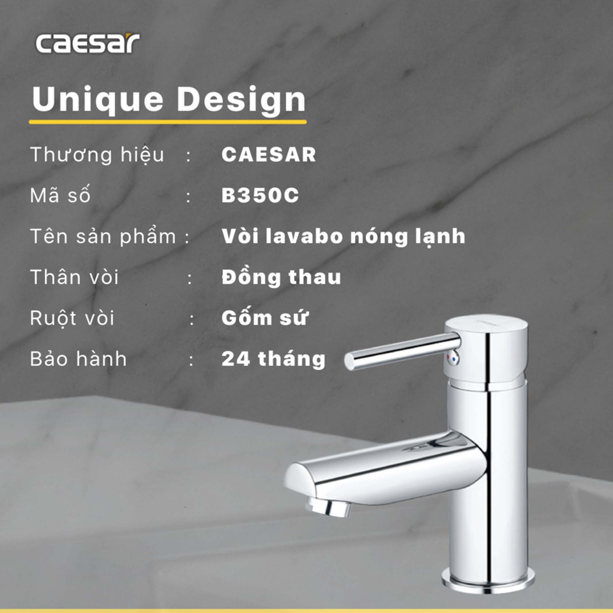 Vòi lavabo CAESAR B350CU nóng lạnh 1 thong so ky thuat Voi lavabo CAESAR B350CU nong lanh