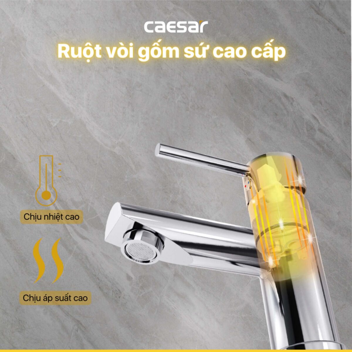 Vòi lavabo CAESAR B350CU nóng lạnh - Ảnh 9