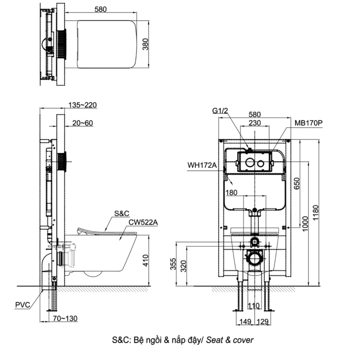 Bồn cầu thông minh TOTO CW522EA TCF796CZ WH172AT MB171M#SS nắp rửa điện tử - Ảnh 2