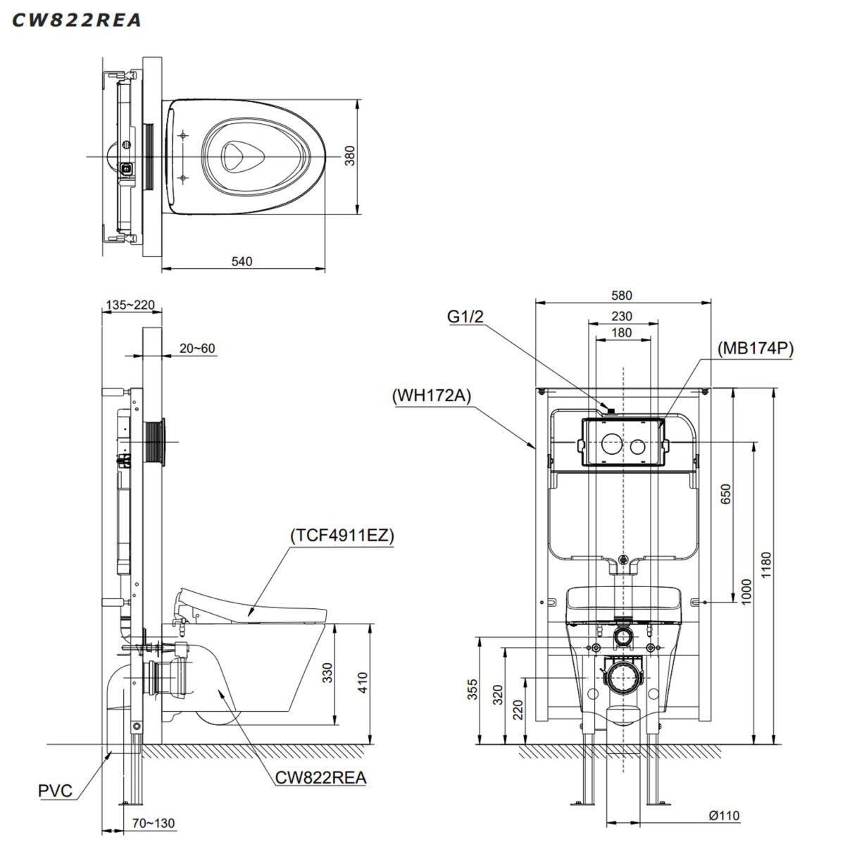 Bồn cầu thông minh TOTO CW822REA TCF4911EZ WH172AAT TCA464 MB170P#SS nắp rửa điện tử - Ảnh 2