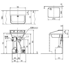 Bản vẽ kĩ thuật chậu lavabo INAX L-C11A3-AS đặt bàn