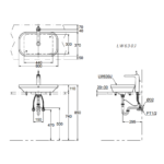 Bản vẽ kĩ thuật chậu lavabo TOTO LW630JW/F đặt bàn