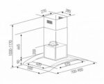 Bản vẽ kích thước Máy hút mùi ARBER AB705 AB-705 70cm kính cong