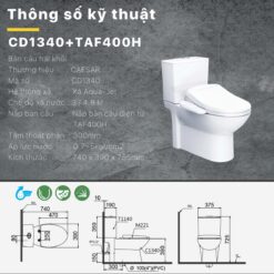 thong so ky thuat Bon cau thong minh CAESAR CD1340 TAF400H nap rua dien tu